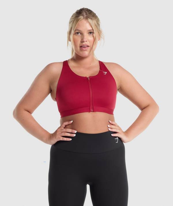 Damske Športové Podprsenky Gymshark Zip Up Bordove | WY9103486